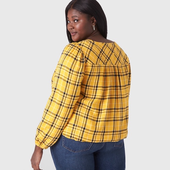 Lane Bryant Classic Crew Neck Tie-Hem Popover Blouse Size 7X 38/40 Plaid NEW - Picture 2 of 8